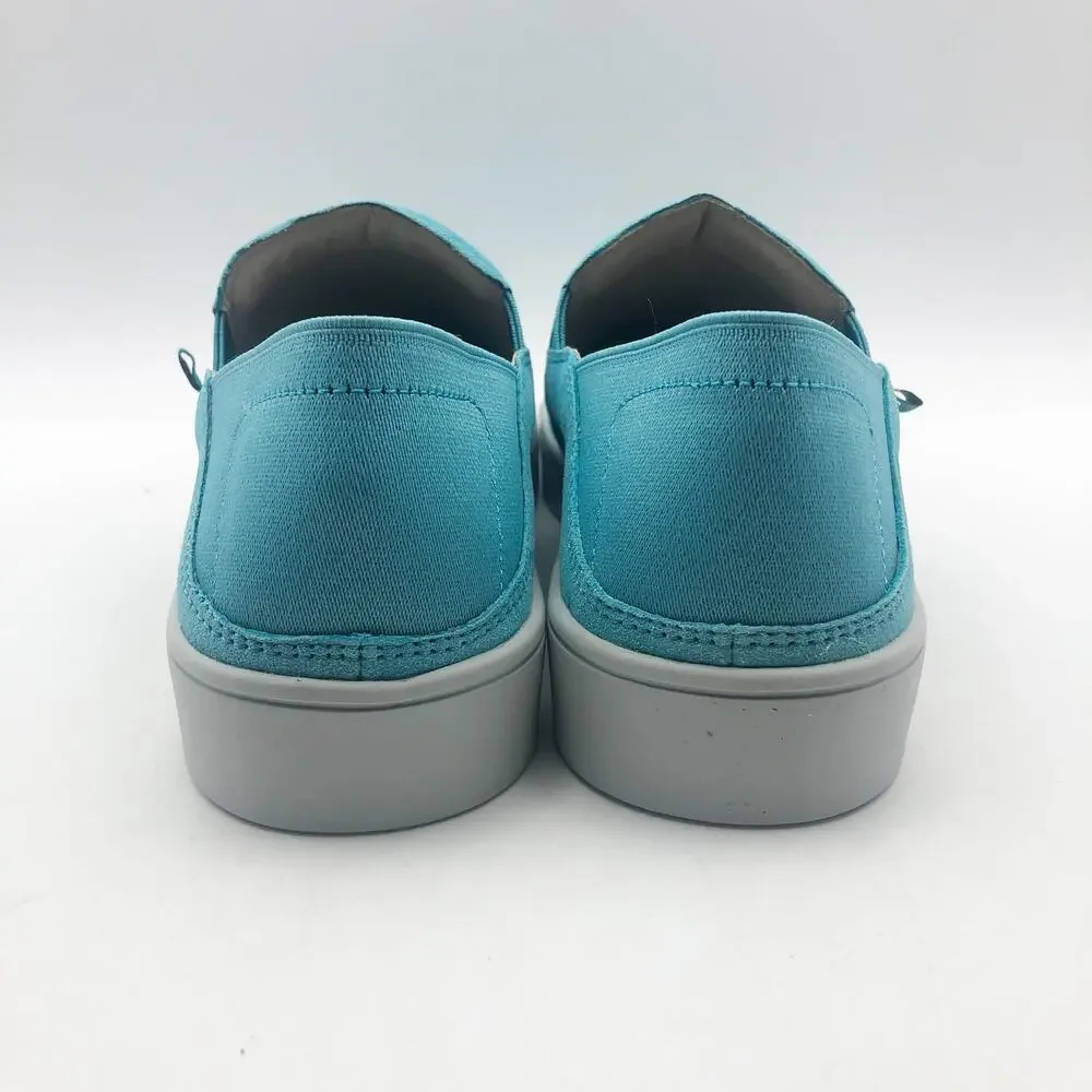 Spenco Womens Saylor Slip On Sneakers Size 7 Aqua Sea Blue Leather APMA NIB - Picture 9 of 11